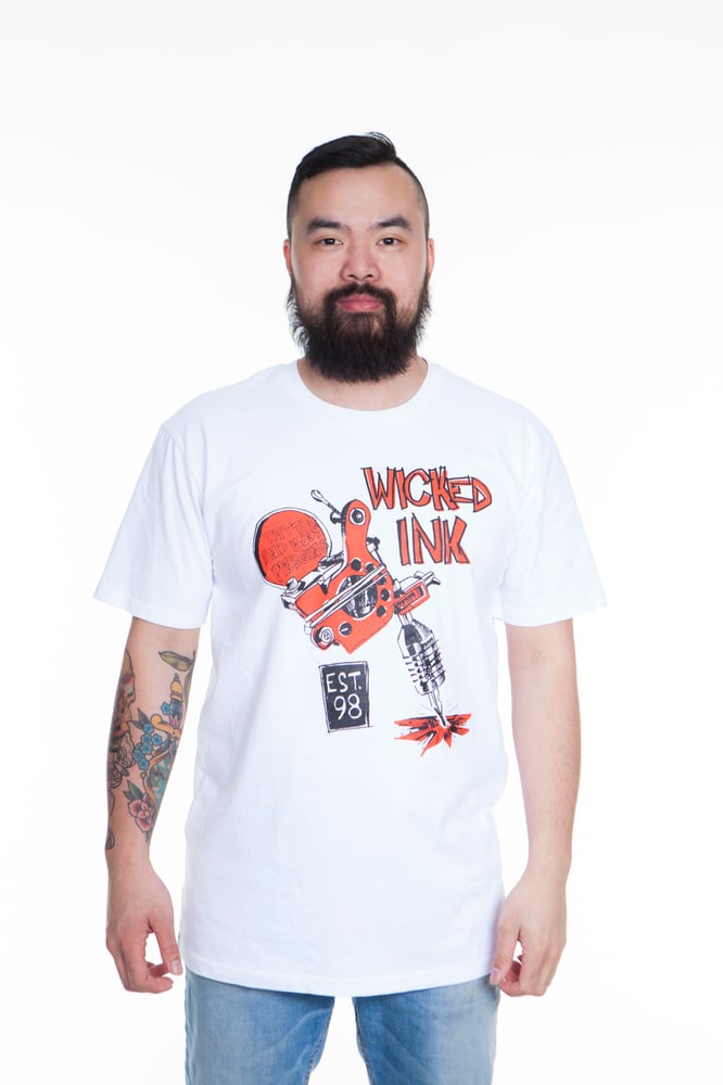Image of Mens White Big Red Machine T-Shirt