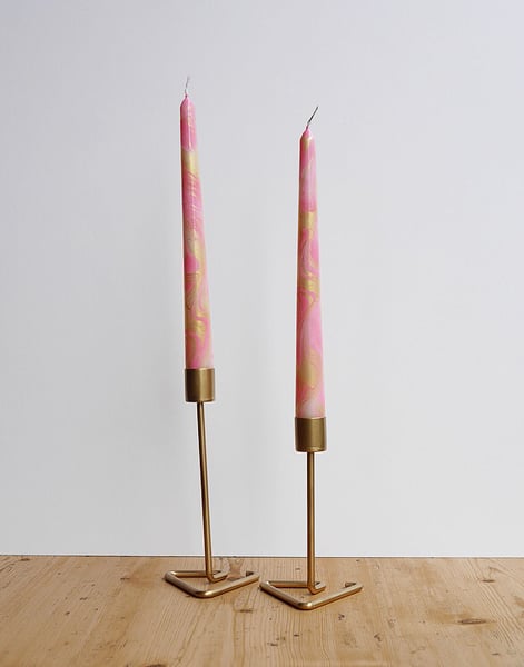 Image of Rose & Gold Marbled Tapered Candles