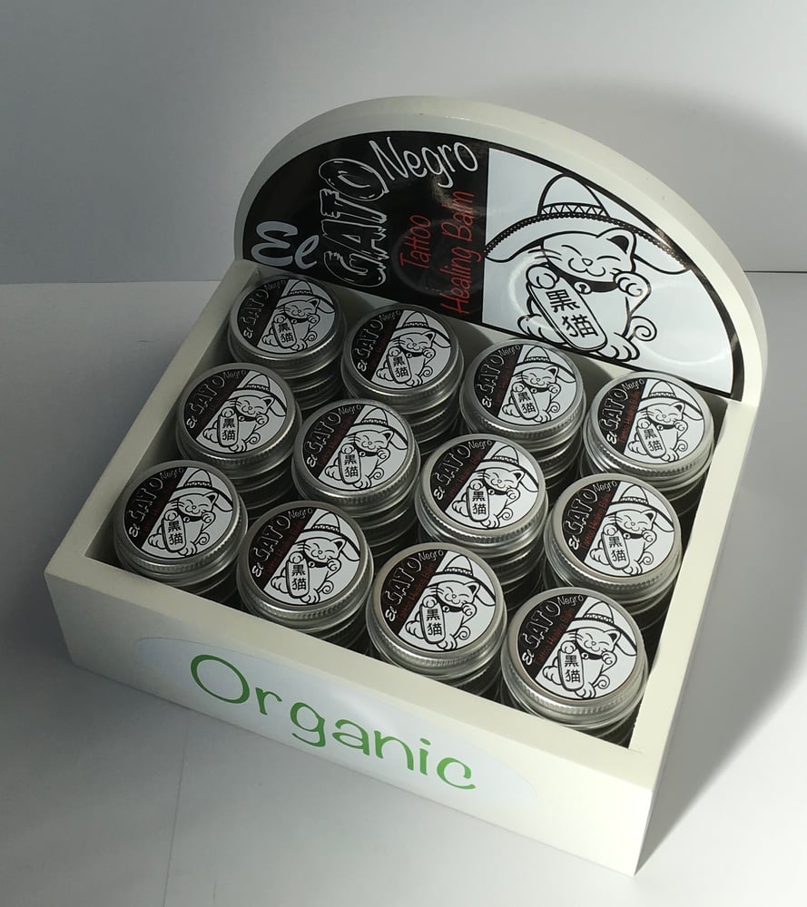 Image of El Gato Negro Wooden Display Box & Tattoo Balm