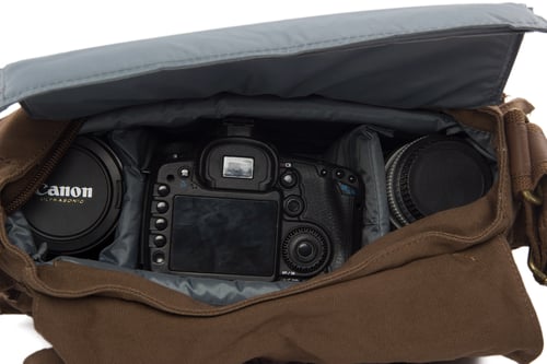 Image of Waxed Canvas DSLR Camera Bag, Messenger Bag, Diaper Bag BBK-3