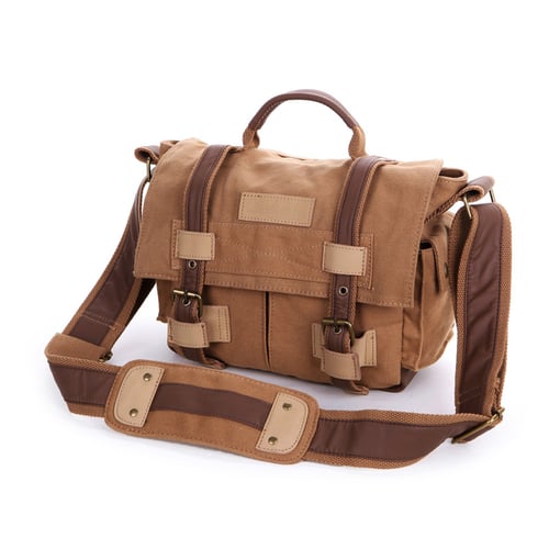 Image of Waxed Canvas DSLR Camera Bag, Messenger Bag, Diaper Bag BBK-3