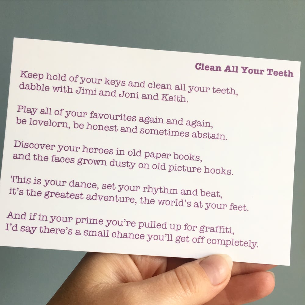 Image of Clean All Your Teeth - Poem Postcard (Small - A6 size)