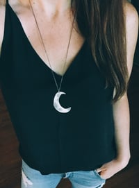 Image 3 of large crescent moon necklace . sterling silver by peacesofindigo