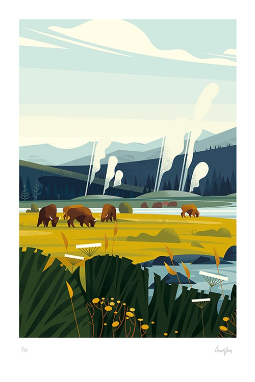 Image of YELLOWSTONE - Herd of buffalo