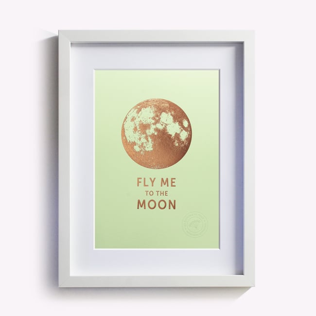 Image of AFFICHETTE "FLY ME TO THE MOON" VERT PISTACHE
