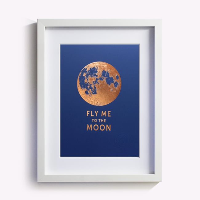 Image of AFFICHETTE "FLY ME TO THE MOON" BLEU SAPHIRE