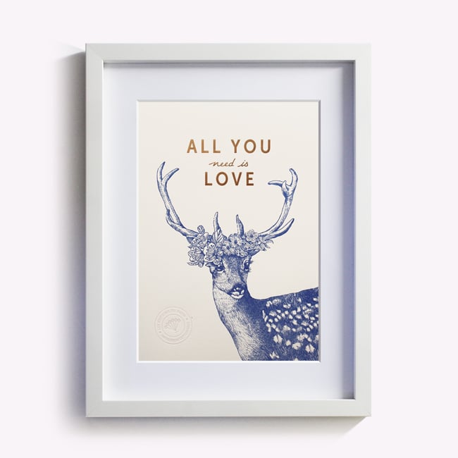Image of AFFICHETTE "ALL YOU NEED IS LOVE" BLANC ROSÉ