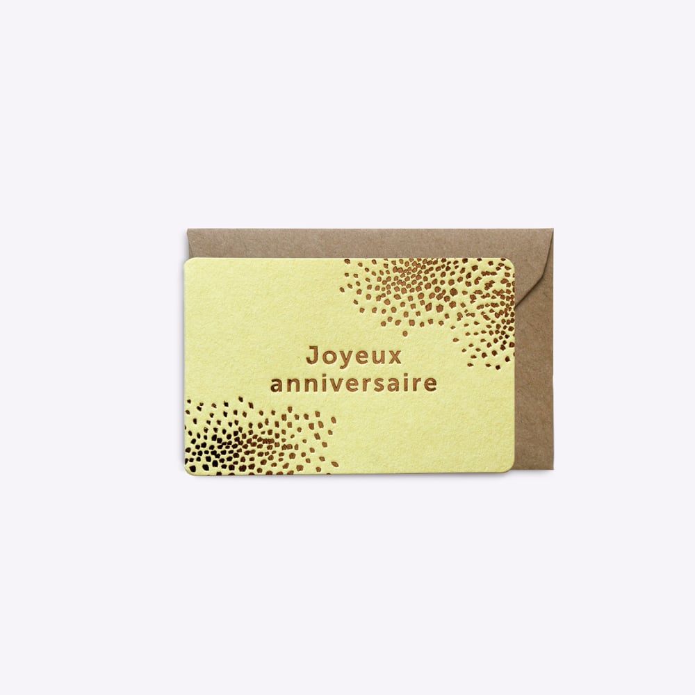 Image of MINI-CARTE JOYEUX ANNIVERSAIRE JAUNE PASTEL