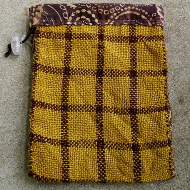 Image of Gold and Brown stripe plaid, gaming bag