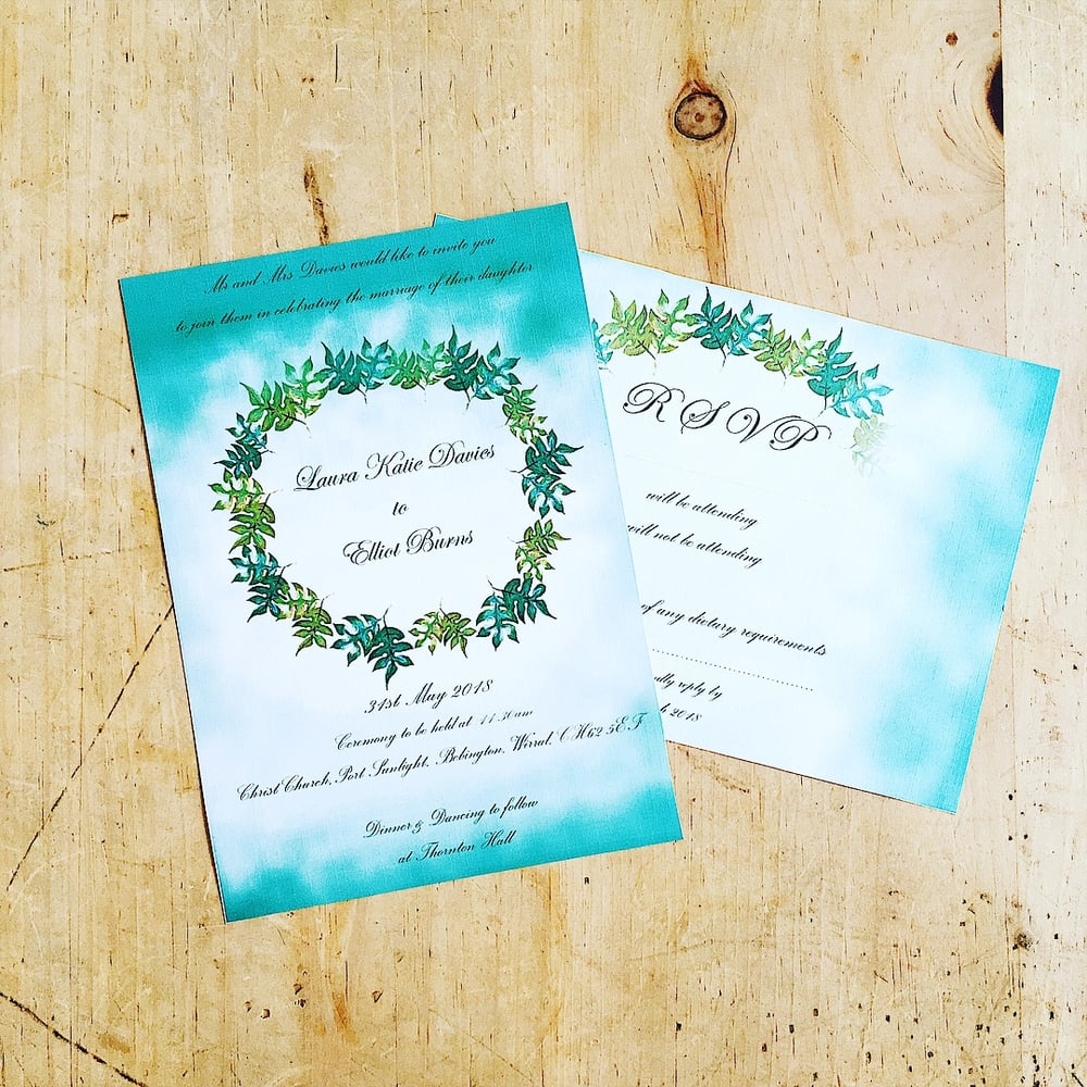 Image of Watercolour Palm Wedding Invites