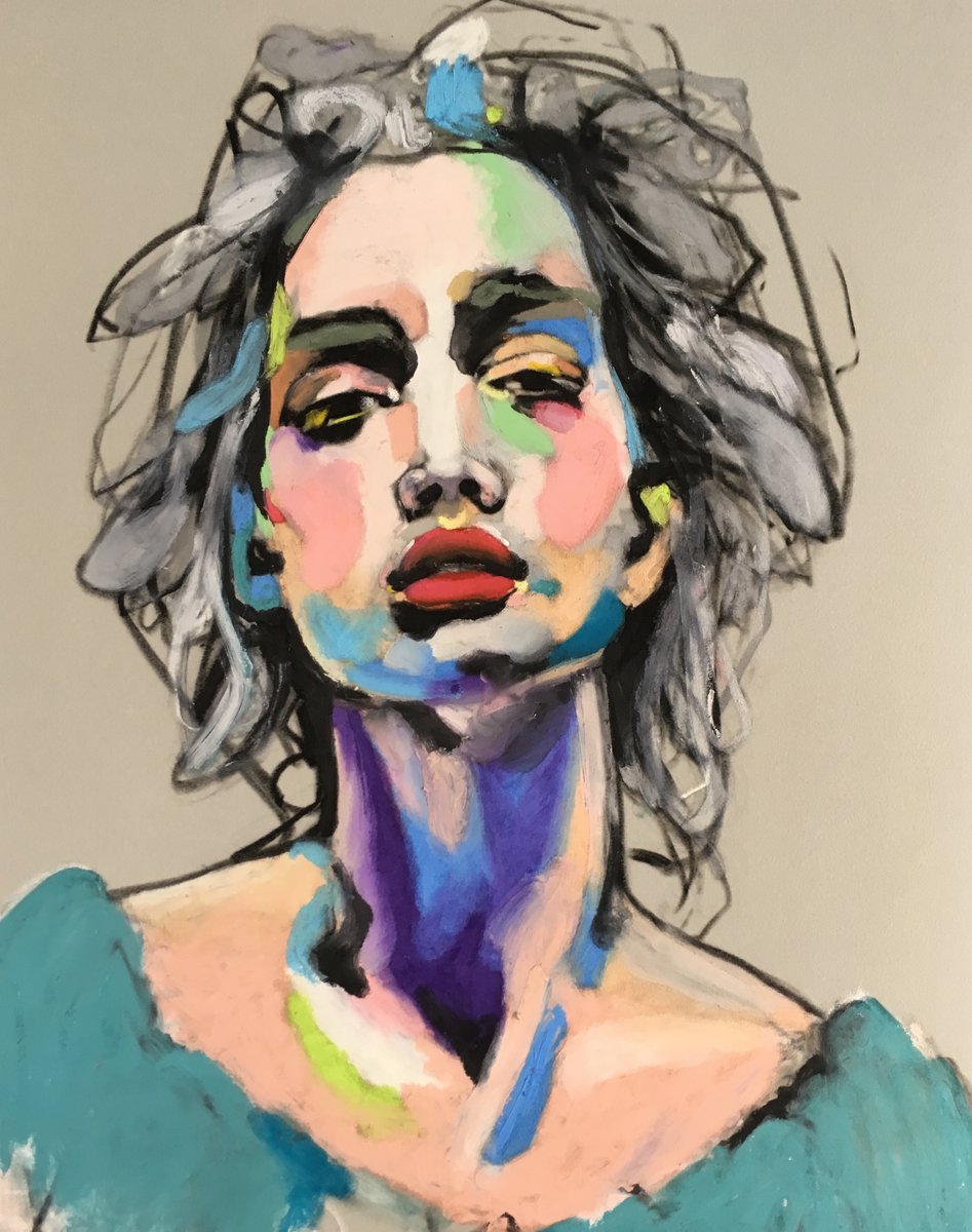 "Prima Ballerina", Oil pastel portrait on Velour Art Paper