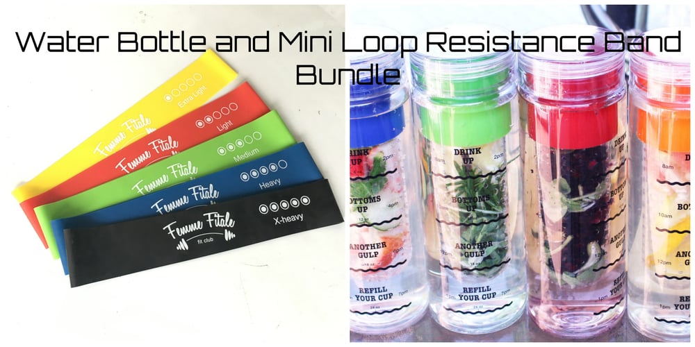 Image of Water Bottle and Mini Loop Resistance Band Bundle