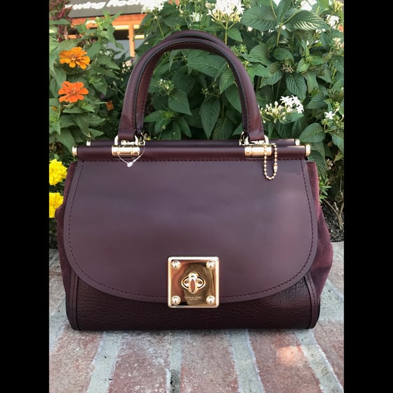 Image of COACH BURGUNDY DRIFTER CARRYALL IN MIXED LEATHERS