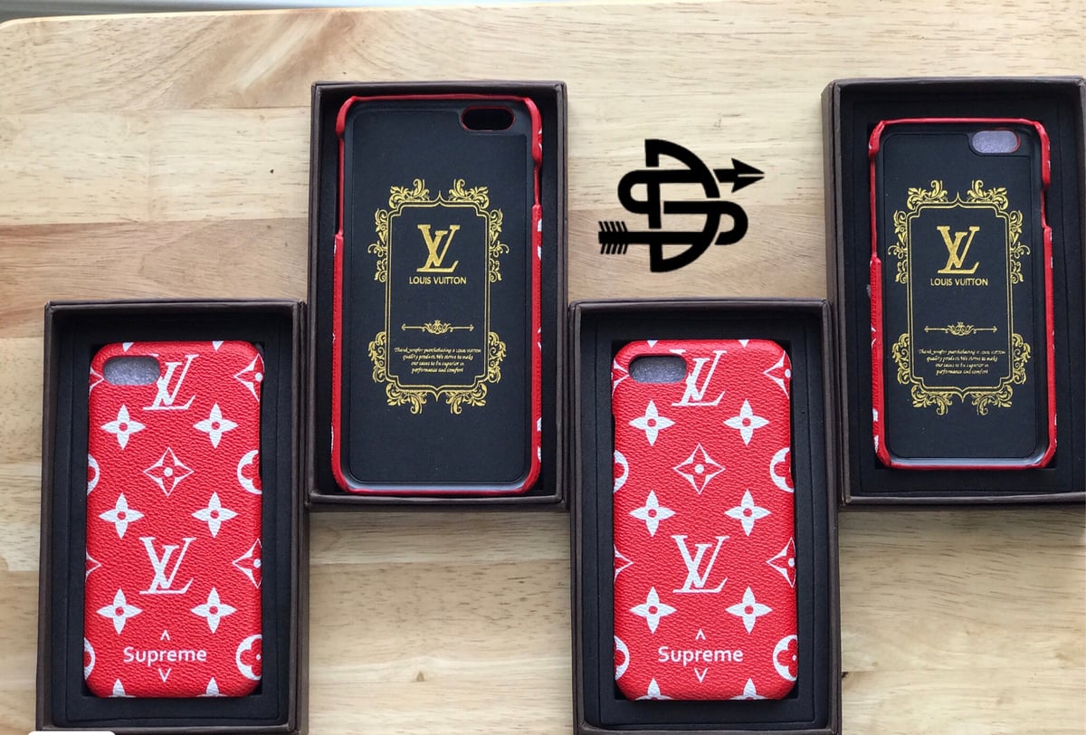 Leather iphone case Louis Vuitton x Supreme Red in Leather - 15820774