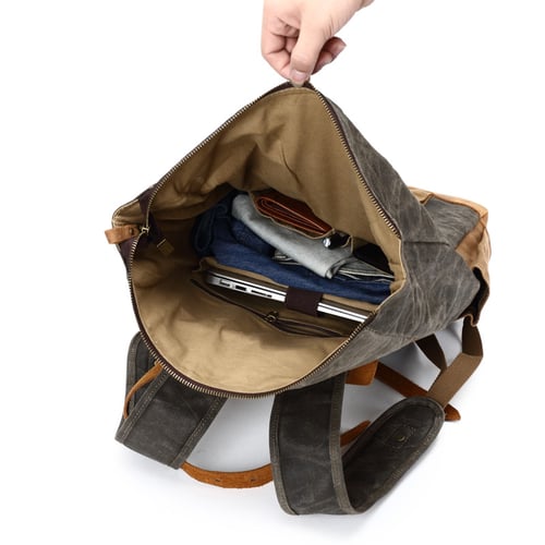 Image of Waxed Canvas Backpack, Rucksack, Travel Backpack 8808