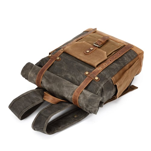 Image of Waxed Canvas Backpack, Rucksack, Travel Backpack 8808
