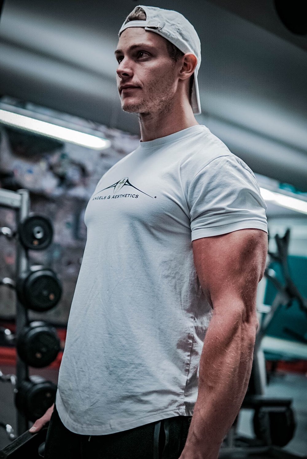 Image of Men's White Angel Aesthetic-Fit Tee