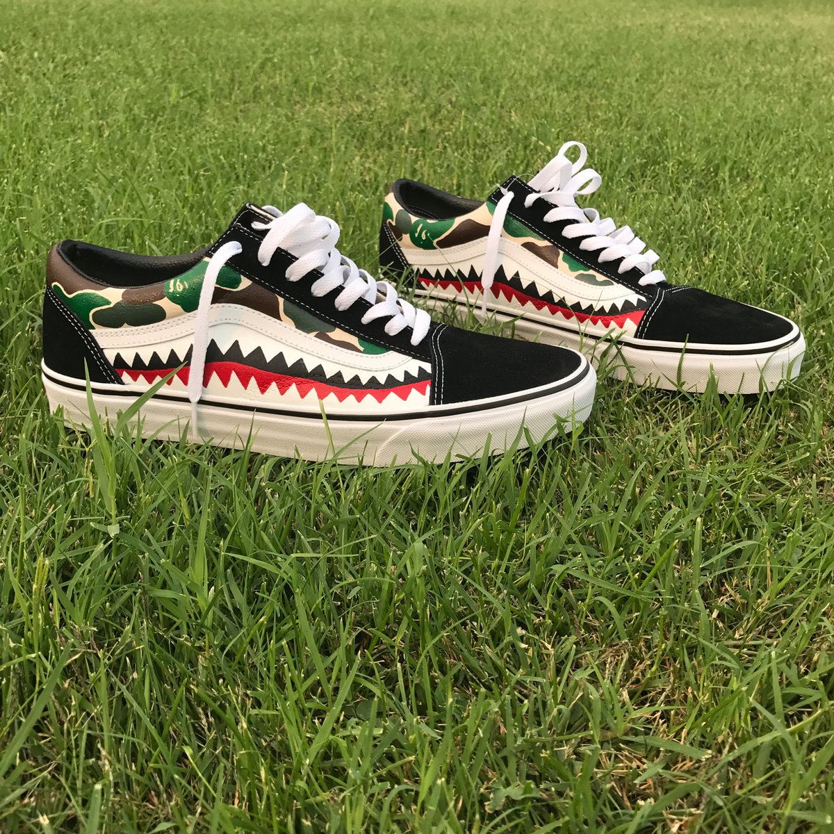 Bape Custom Vans X Bape Shark Tooth BAPE Custom Vans Tecustomssneakers