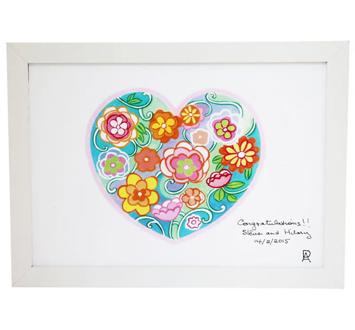Image of Personalised Flower Heart Art Print