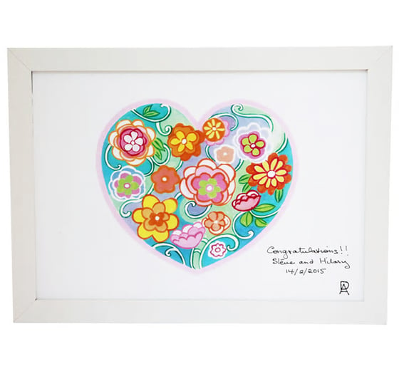 Image of Personalised Flower Heart Art Print
