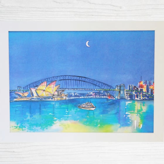 Image of Sydney Harbour At Night Art Print