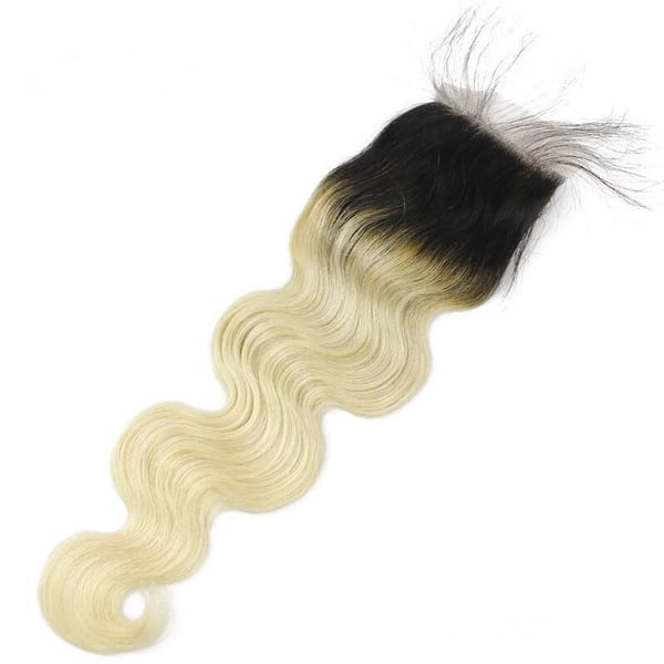 Image of Ombre Brazilian 4*4 Body Wave or Straight Swiss Lace Closure T1B/613