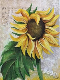 Image 1 of Sunflower on linen