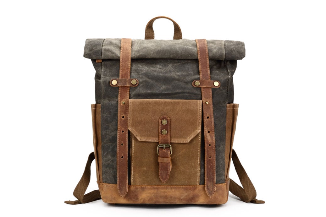 Canvas Leather Backpack | MoshiLeatherBag - Handmade Leather Bag