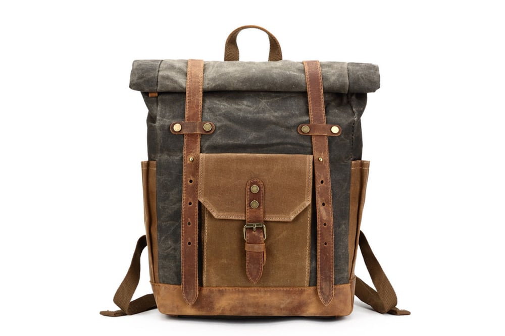 Waxed Canvas Backpack, Rucksack, Travel Backpack 8808 | MoshiLeatherBag - Handmade Leather Bag ...