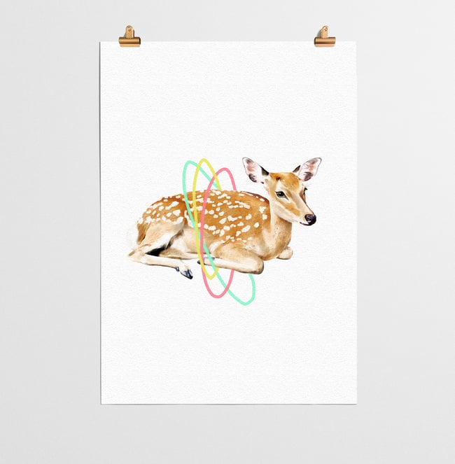 Deer Animal Nursery Print