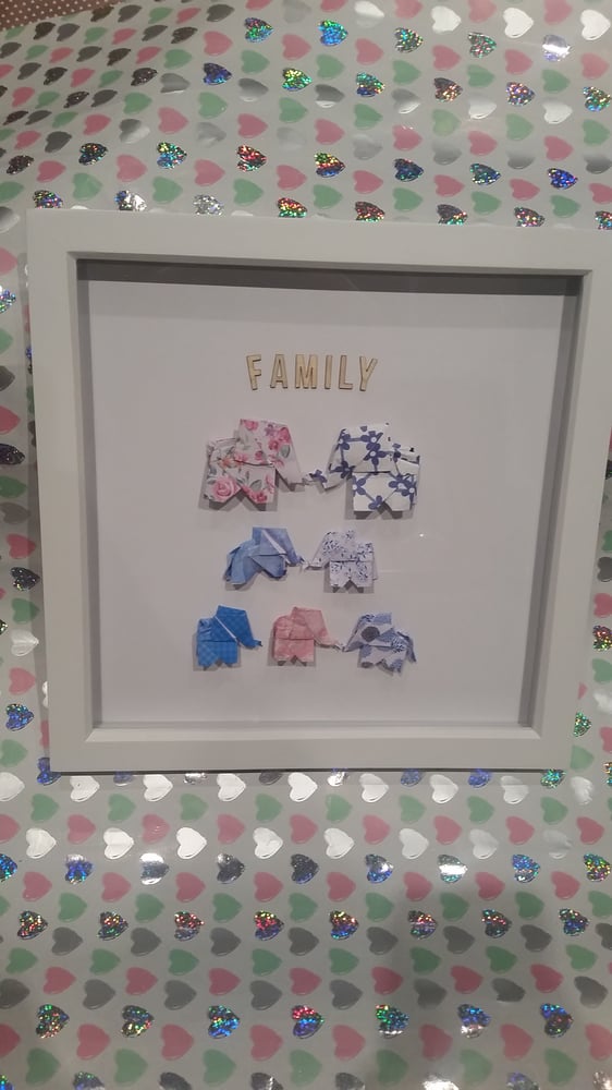 Image of Origami Elephants Family Frame