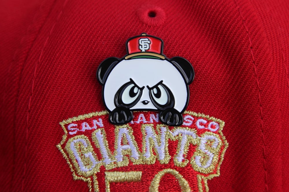 Image of Hella Panda Pin - Red/Tan