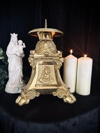 Image 7 of Très grand pique cierge d’église en bronze massif, début 1900