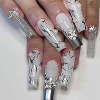 Image 1 of 24Pcs Long Coffin French Ballet Press on Nails