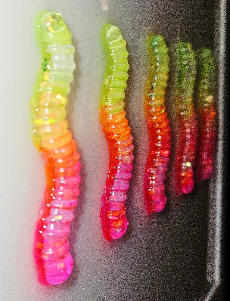 Image of Neon Sunset Gummy Worm Wall Art 8x8