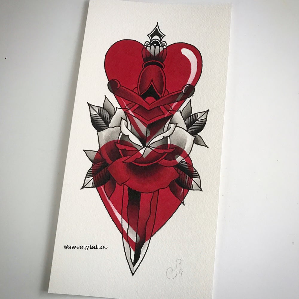 Image of Rose and Dagger Hearts print