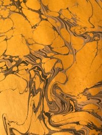 Image 4 of Marbled Paper #71 'Golden Yellow Base Paper with traditional Marble Stone effect'