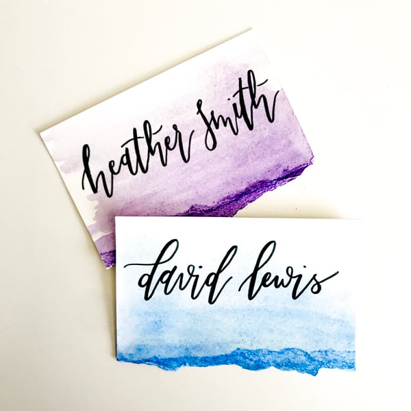Image of Calligraphy Watercolor Escort/Place Cards
