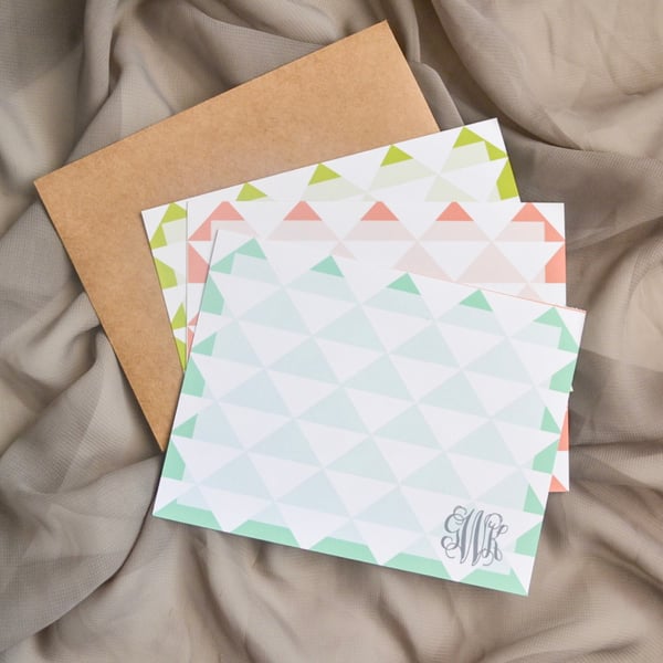 Image of Modern Triangle Monogram Notecards