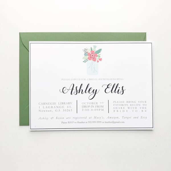 Image of Modern Bouquet Shower Invitation