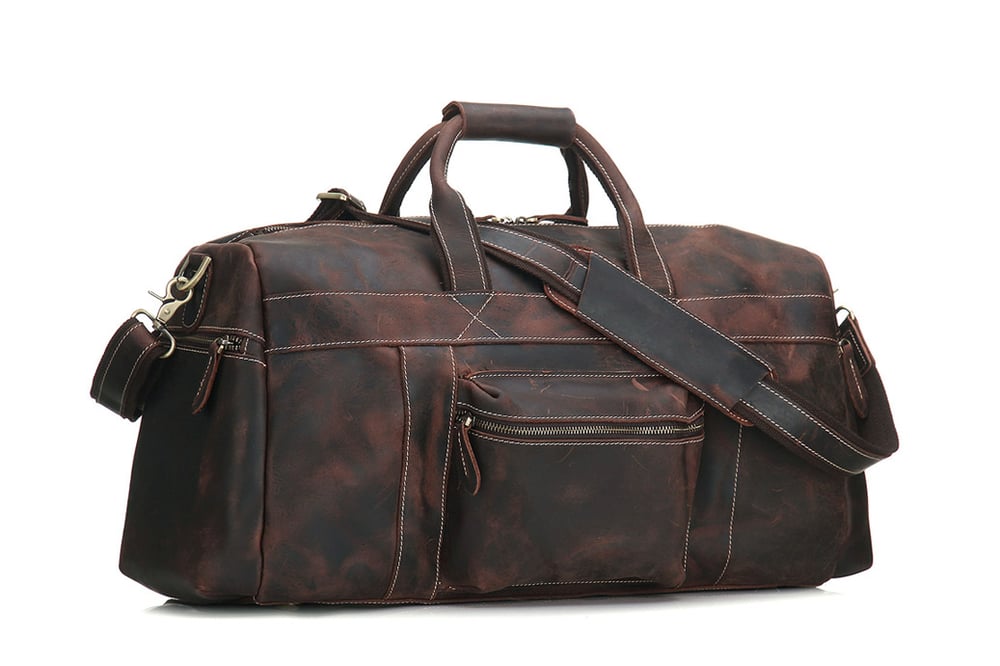Image of Large Genuine Leather Travel Bag, Duffle Bag 1098