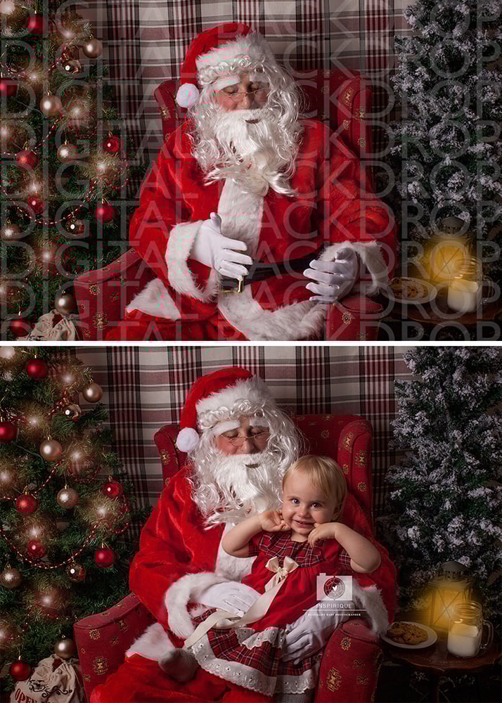 Image of Meet Santa/ Santa/ Father Christmas/ Santa's lap/ Santa's knee - digital background, digital overlay