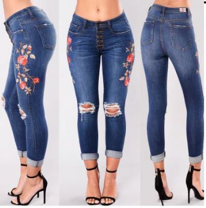 Rida" Floral Print Jeans / SIVO