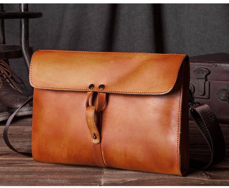 Handmade Genuine Natural Leather Clutch Messenger Bag Shoulder Bag 9135