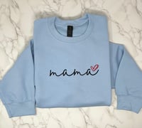 Image 1 of Mama Heart Embroidered Crew Neck Sweatshirt 