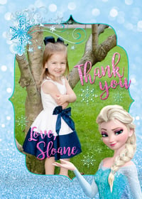 Frozen themed Birthday Thank You Cards