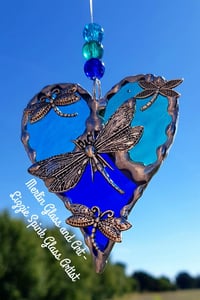Image 2 of Blue/green Dragonfly trio heart - Made to order - 3 wks uk delivery