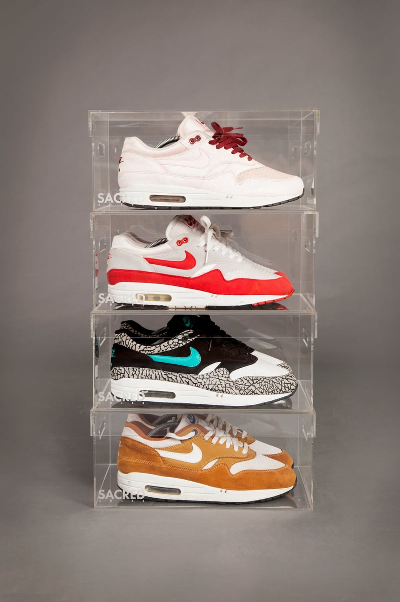 4 Premium Shoe Box Displays Large SACRED SOLES