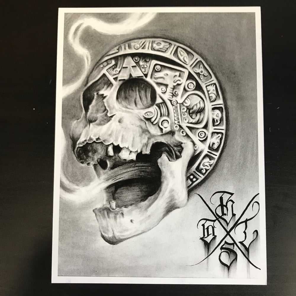 aztec skull drawings art