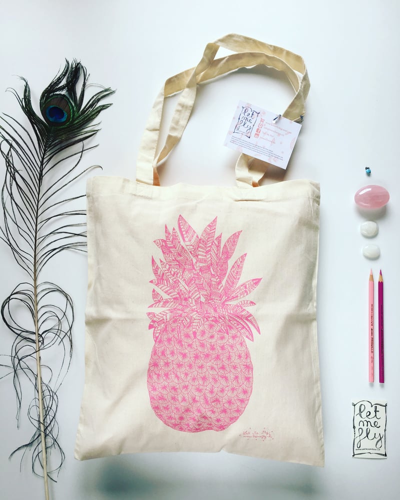 Image of Tote bag *pink pineapple*